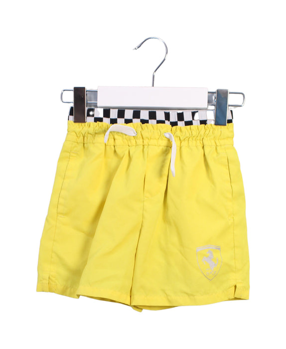 A Yellow Shorts from Ferrari in size 2T for boy. (Front View)