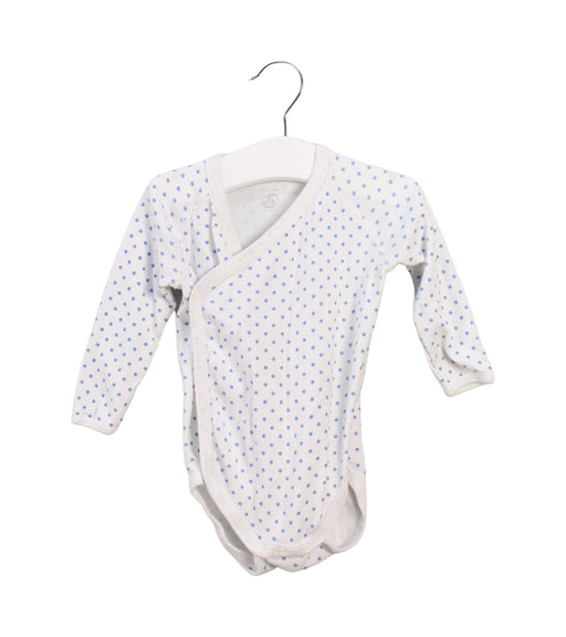 A White Long Sleeve Bodysuits from Petit Bateau in size 6-12M for girl. (Front View)