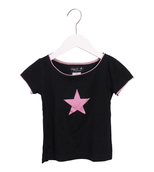 A Black Short Sleeve T Shirts from Agnes b. in size 4T for girl. (Front View)