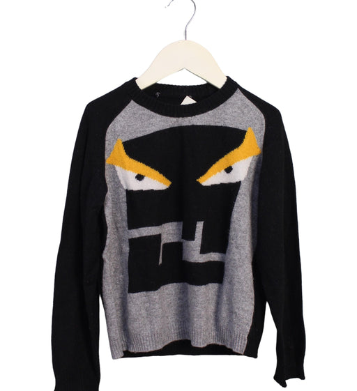 A Black Long Sleeve Tops from Fendi in size 6T for boy. (Front View)