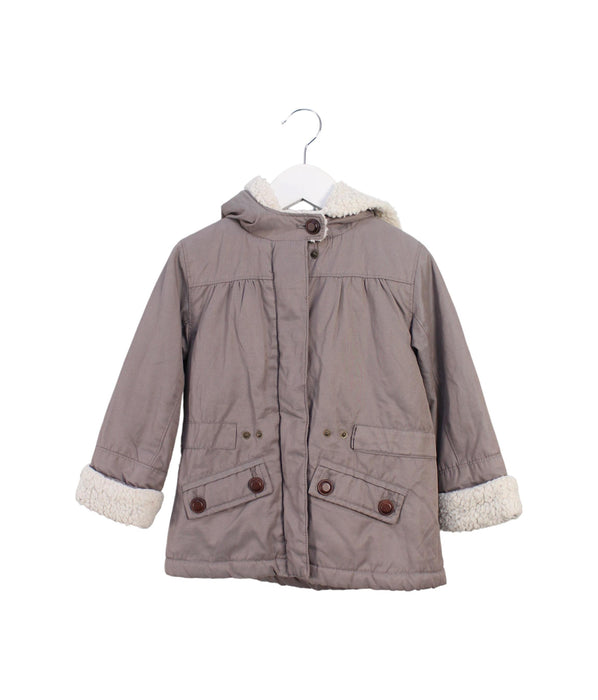 A Brown Puffer/Quilted Jackets from Jacadi in size 3T for girl. (Front View)