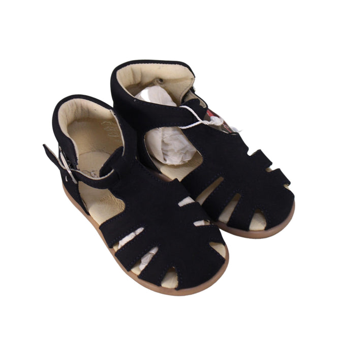 A Navy Sandals from Jacadi in size 12-18M for girl. (Front View)