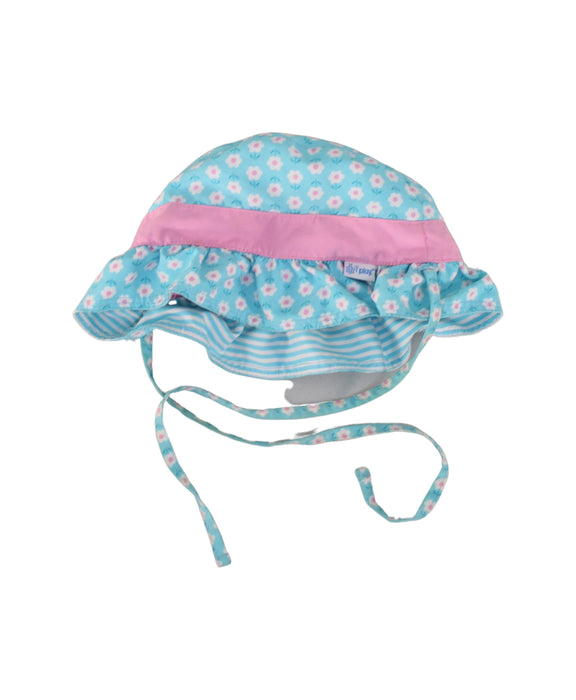 A Teal Sun Hats from i play in size 12-18M for girl. (Front View)