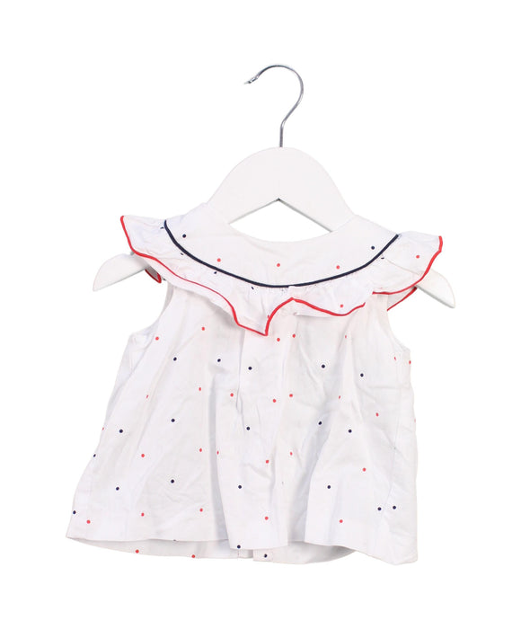 A White Short Sleeve Tops from Jacadi in size 6-12M for girl. (Front View)