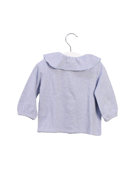 A Blue Long Sleeve Tops from Laranjinha in size 3-6M for girl. (Back View)