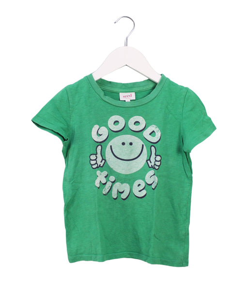 A Green Short Sleeve T Shirts from Seed in size 5T for boy. (Front View)