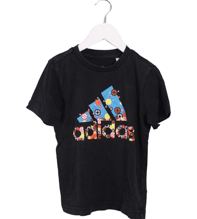 A Black Short Sleeve T Shirts from Adidas in size 5T for boy. (Front View)