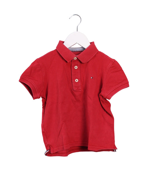 A Red Short Sleeve Polos from Tommy Hilfiger in size 6T for boy. (Front View)