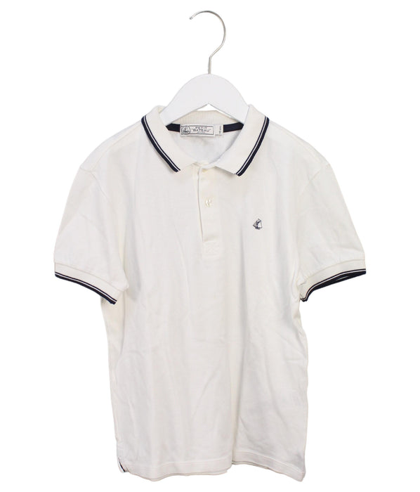 A White Short Sleeve Polos from Petit Bateau in size 10Y for boy. (Front View)