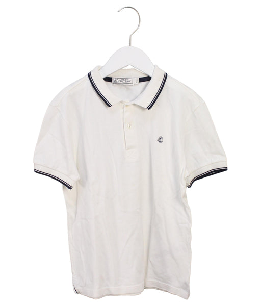 A White Short Sleeve Polos from Petit Bateau in size 10Y for boy. (Front View)