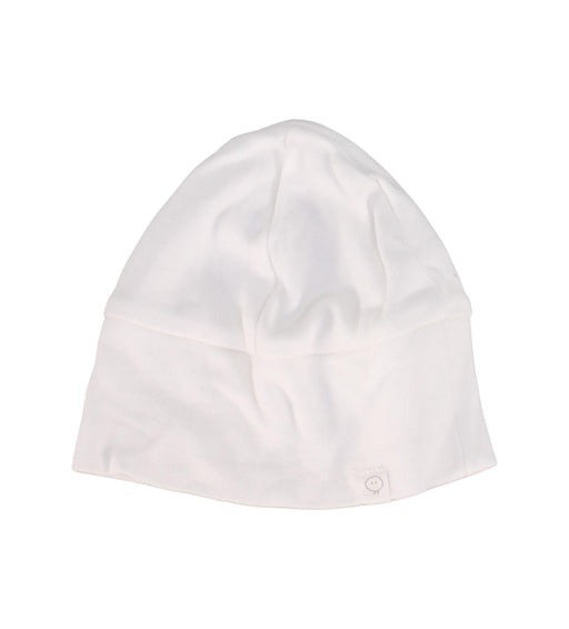 A White Beanies from Mori in size 0-3M for neutral. (Front View)