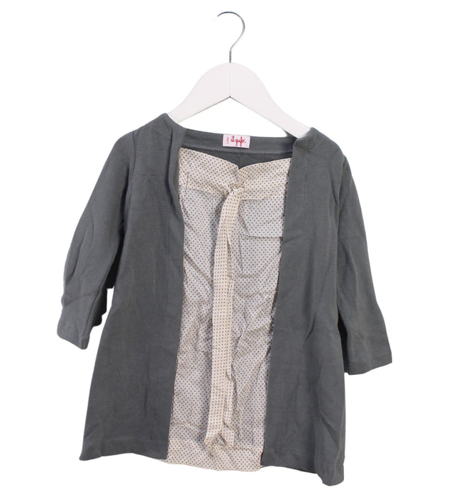 A Grey Long Sleeve Dresses from Il Gufo in size 3T for girl. (Front View)