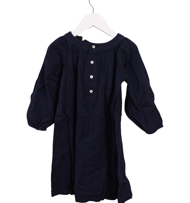 A Navy Long Sleeve Dresses from Bonton in size 4T for girl. (Back View)