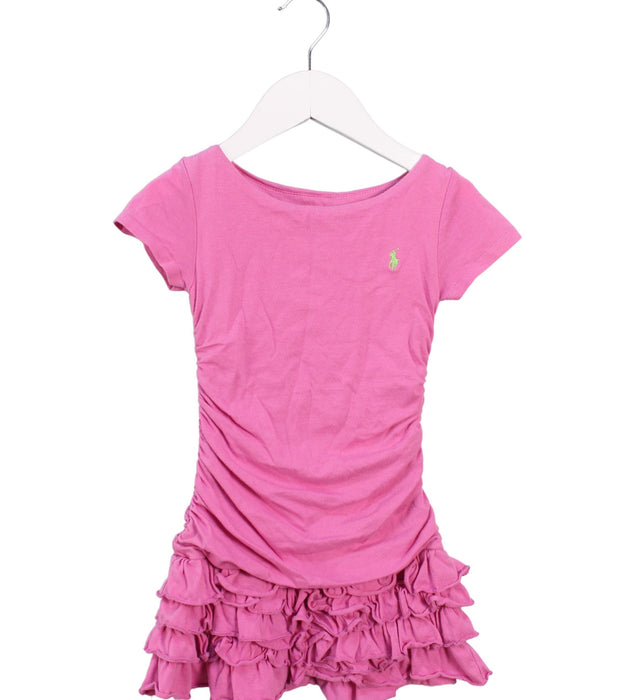 A Pink Short Sleeve Dresses from Polo Ralph Lauren in size 2T for girl. (Front View)