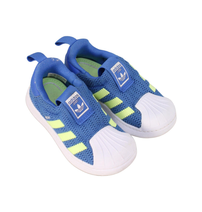 A Blue Sneakers from Adidas in size 3T for neutral. (Front View)