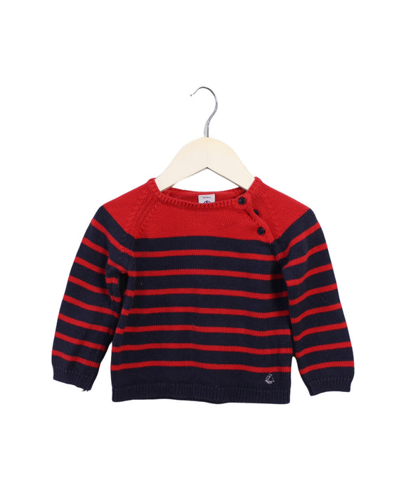 A Red Long Sleeve Tops from Petit Bateau in size 12-18M for boy. (Front View)