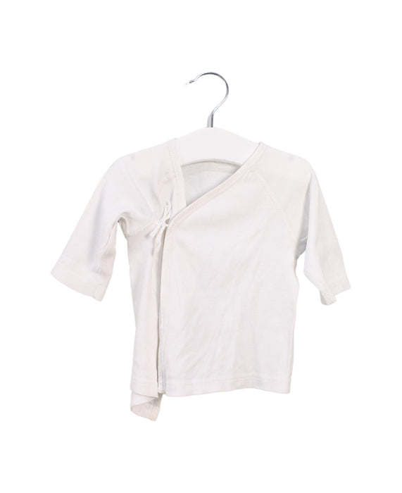 A Ivory Long Sleeve Tops from Mides in size 0-3M for neutral. (Front View)