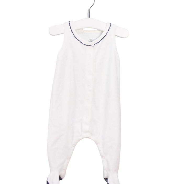 A White Onesies from Petit Bateau in size 0-3M for girl. (Front View)