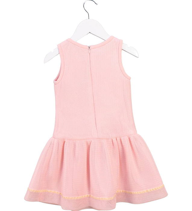 A Pink Sleeveless Dresses from Monnalisa in size 4T for girl. (Back View)