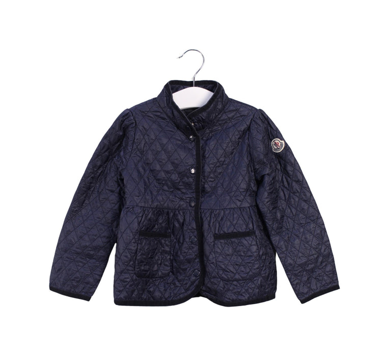 A Blue Puffer/Quilted Jackets from Moncler in size 2T for boy. (Front View)