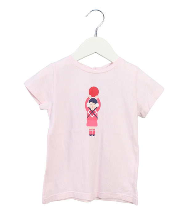 A Pink Short Sleeve T Shirts from Jacadi in size 4T for girl. (Front View)