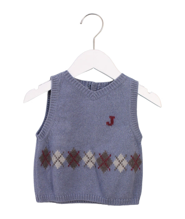 A Blue Sweater Vests from Jacadi in size 6-12M for boy. (Front View)