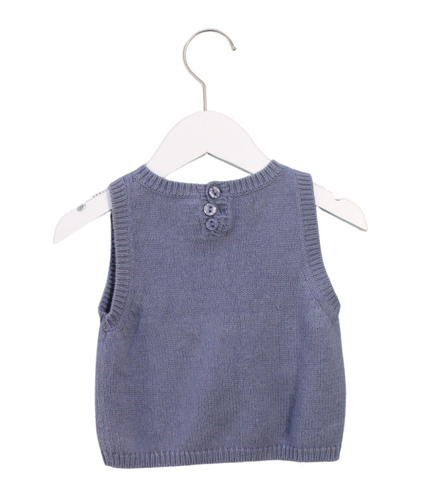 A Blue Sweater Vests from Jacadi in size 6-12M for boy. (Back View)