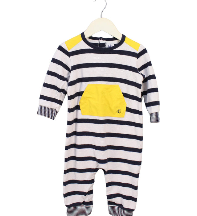 A Blue Long Sleeve Jumpsuits from Petit Bateau in size 18-24M for boy. (Front View)