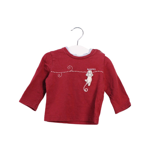 A Red Long Sleeve Tops from Le Petit Pumm in size 3-6M for boy. (Front View)