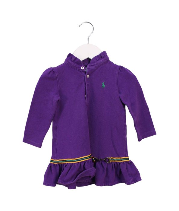 A Purple Long Sleeve Dresses from Ralph Lauren in size 6-12M for girl. (Front View)