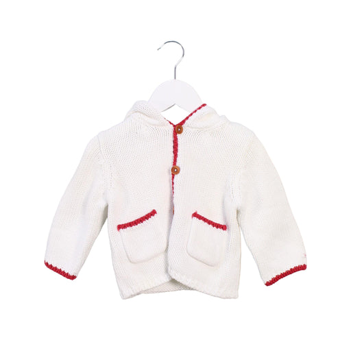 A White Cardigans from Jacadi in size 3-6M for neutral. (Front View)