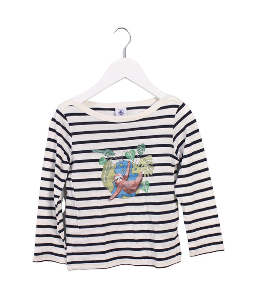 A White Long Sleeve Tops from Petit Bateau in size 4T for girl. (Front View)