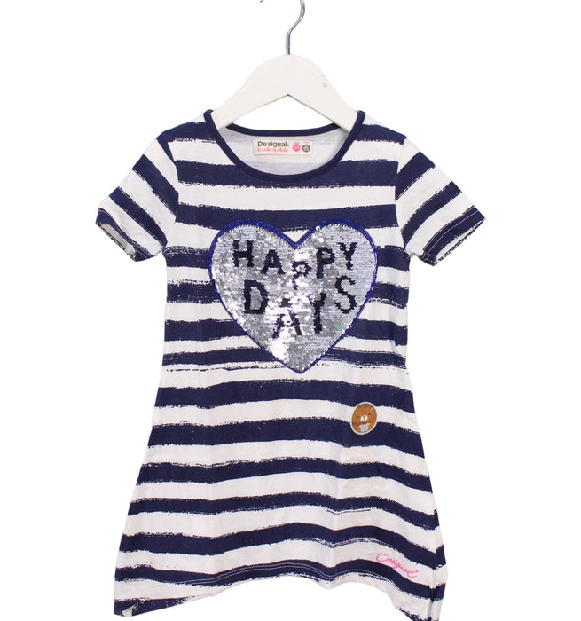 A Navy Short Sleeve Dresses from Desigual in size 3T for girl. (Front View)