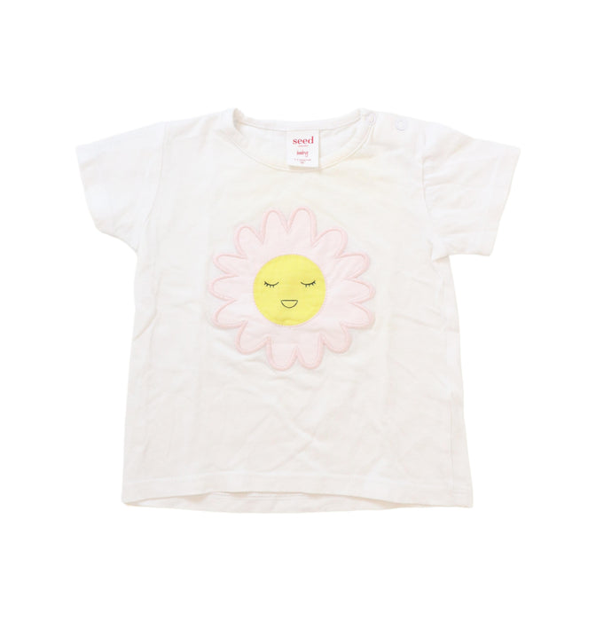 A Ivory Short Sleeve T Shirts from Seed in size 3-6M for girl. (Front View)