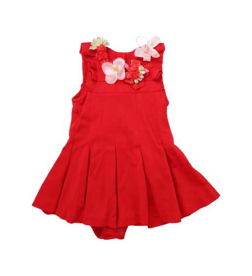 A Red Sleeveless Dresses from Nicholas & Bears in size 6-12M for girl. (Front View)