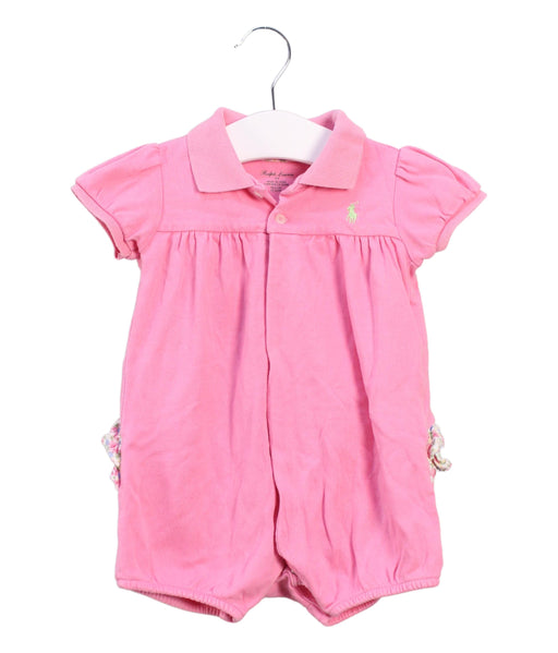 A Pink Short Sleeve Rompers from Ralph Lauren in size 6-12M for girl. (Front View)