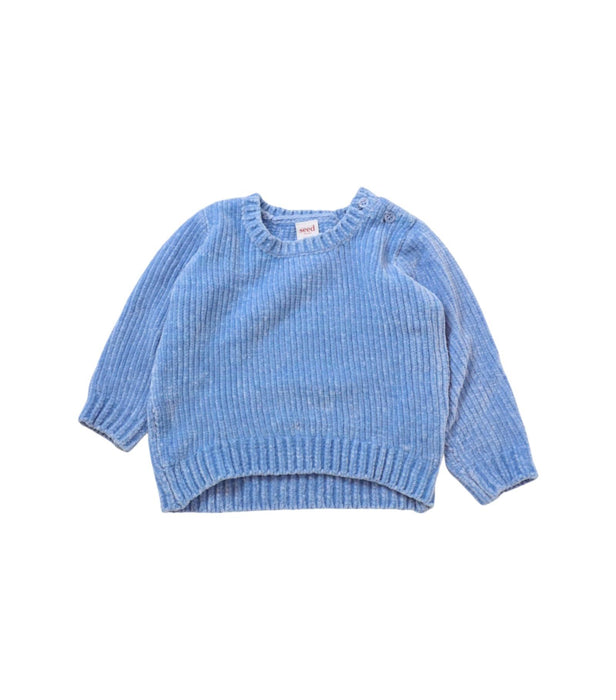 A Blue Crewneck Sweatshirts from Seed in size 3-6M for girl. (Front View)