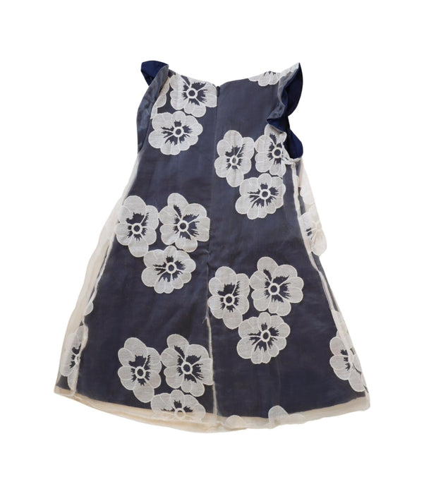 A Navy Sleeveless Dresses from Chickeeduck in size 3T for girl. (Back View)