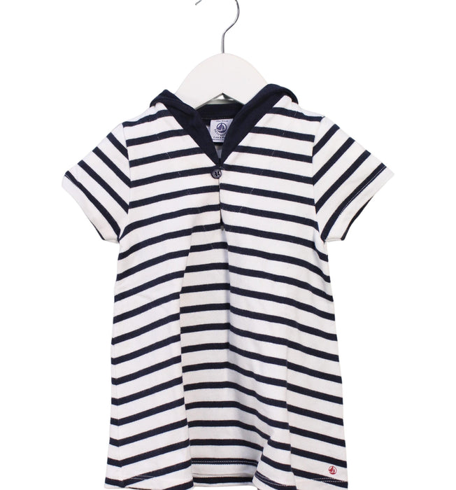 A Navy Short Sleeve Dresses from Petit Bateau in size 12-18M for girl. (Front View)