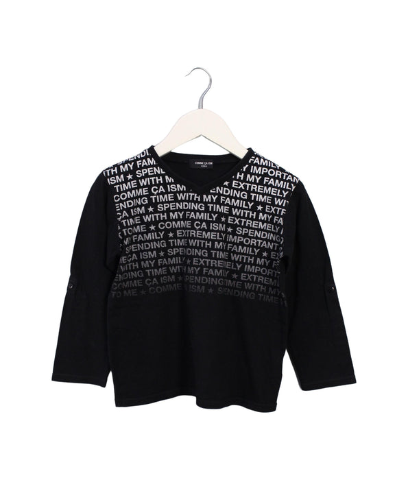 A Black Long Sleeve Tops from Comme Ca Ism in size 5T for girl. (Front View)