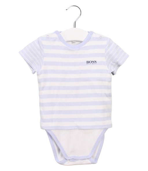 A Purple Short Sleeve Bodysuits from Boss in size 6-12M for boy. (Front View)