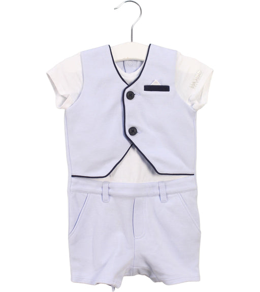 A White Short Sleeve Rompers from Boss in size 6-12M for boy. (Front View)