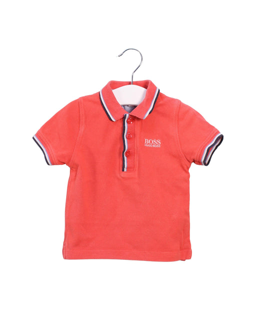 A Orange Short Sleeve Polos from Boss in size 6-12M for boy. (Front View)