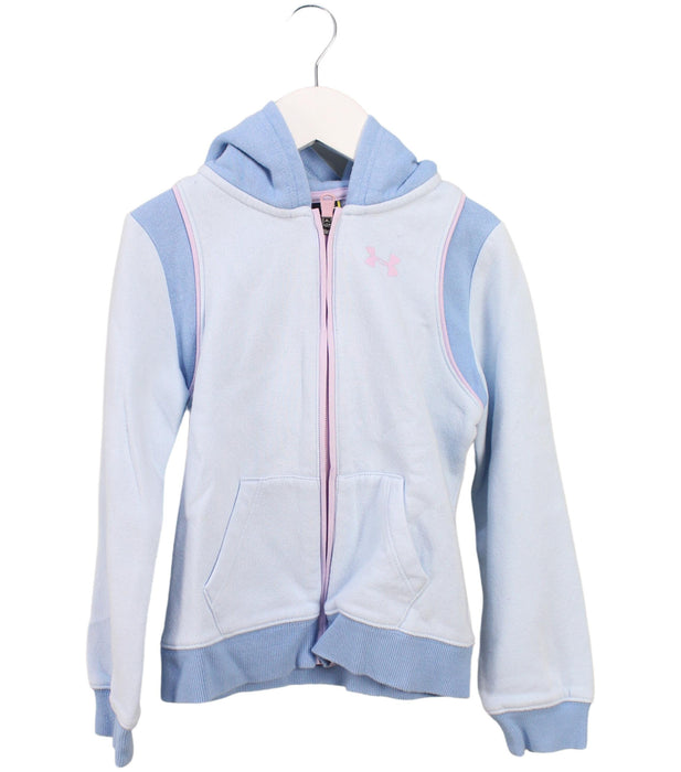 A Blue Zippered Sweatshirts from Under Armour in size 6T for girl. (Front View)