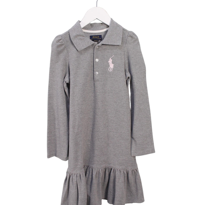 A Grey Long Sleeve Dresses from Polo Ralph Lauren in size 8Y for girl. (Front View)