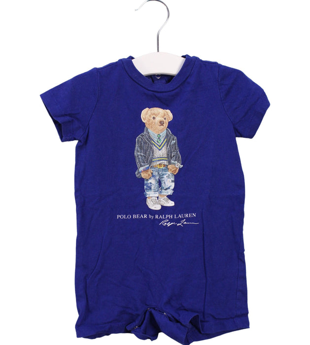 A Blue Short Sleeve Rompers from Ralph Lauren in size 3-6M for boy. (Front View)
