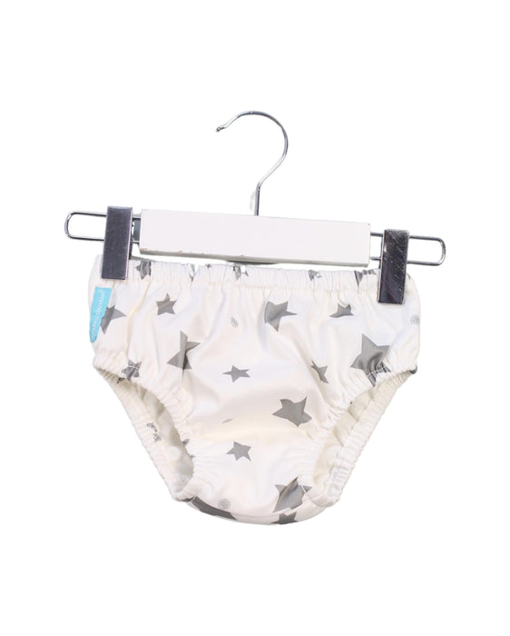 A White Swim Diapers from Charlie Banana in size 12-18M for girl. (Front View)