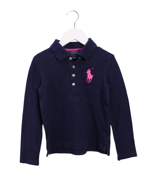 A Black Long Sleeve Polos from Polo Ralph Lauren in size 6T for girl. (Front View)