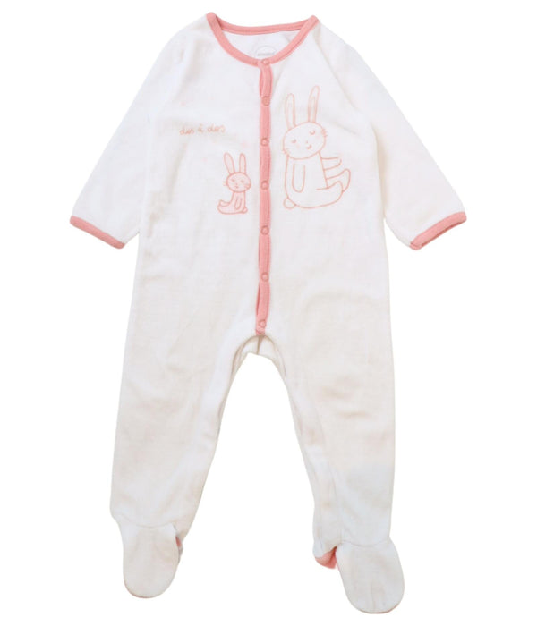 A White Onesies from Absorba in size 6-12M for girl. (Front View)