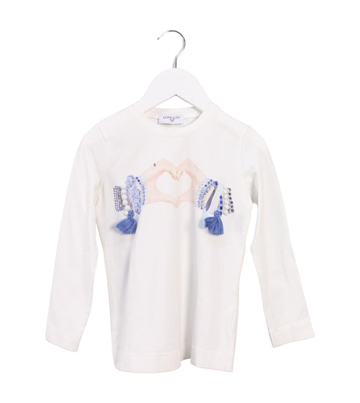 A White Long Sleeve Tops from Monnalisa in size 6T for girl. (Front View)